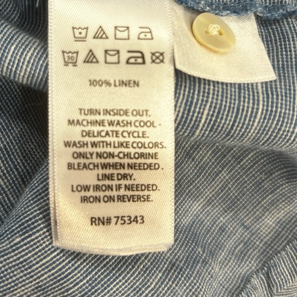 Sigrid Olsen 100% Linen top women’s size large cottagecore summery blue boho - Picture 5 of 15